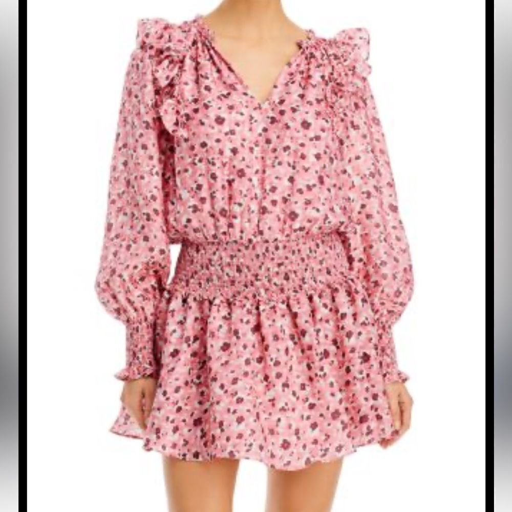 Ramy Brook Penelope Silk Floral Long Sleeve Mini Dress | Size S